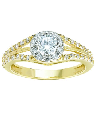 14k Gold Ring with Brilliant Centre Zirconia