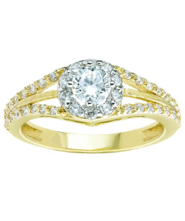 14k Gold Ring with Brilliant Centre Zirconia
