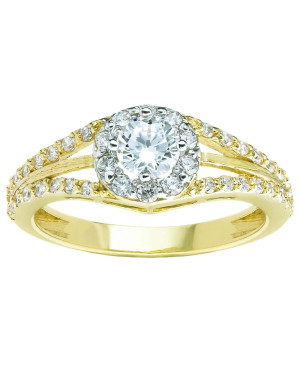 14k Gold Ring with Brilliant Centre Zirconia