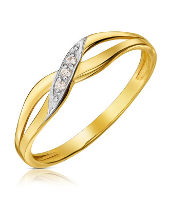 14k gold ring interwoven pattern stones