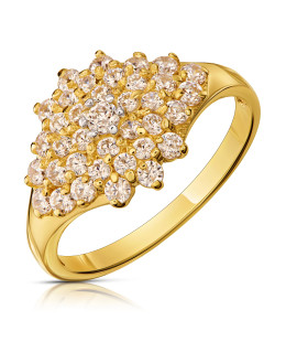 Large flower ring with cubic zirconia 14k