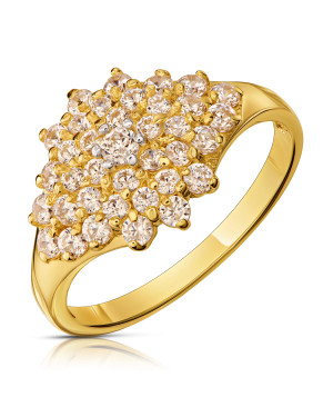 Large flower ring with cubic zirconia 14k