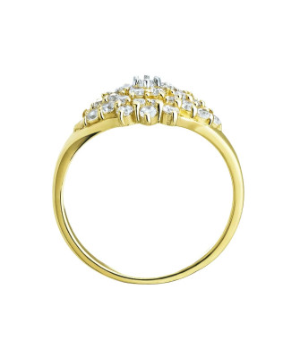 Large flower ring with cubic zirconia 14k