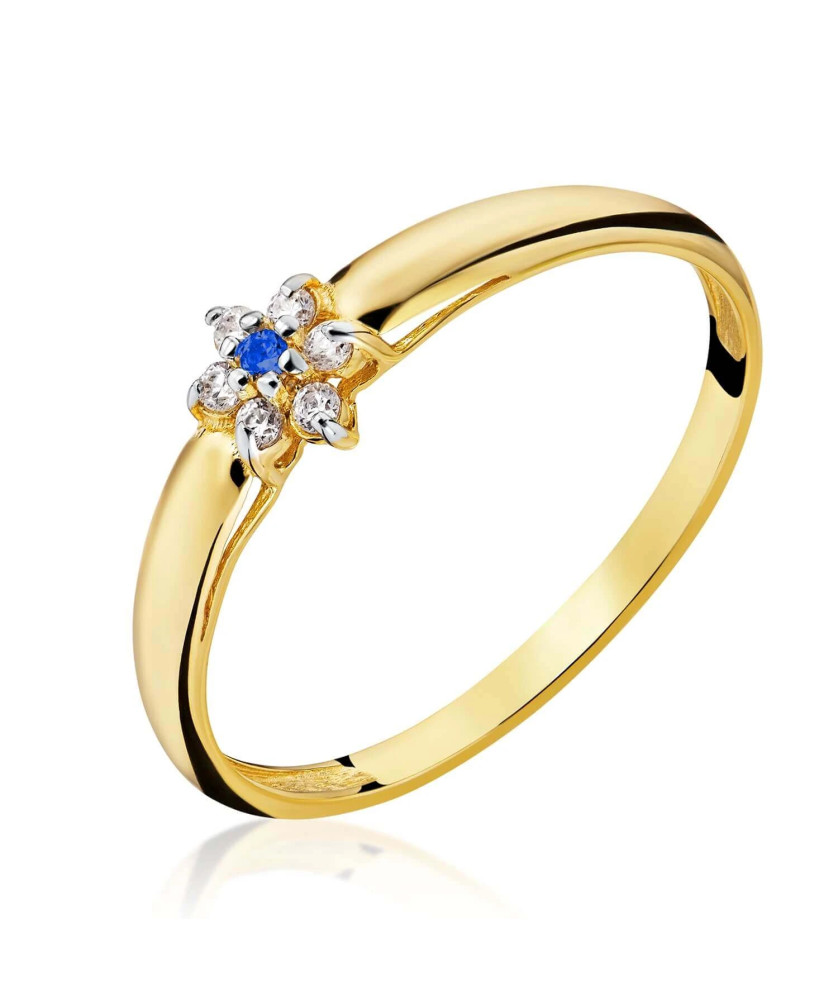 Blue flower engagement ring 14k