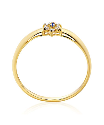Blue flower engagement ring 14k