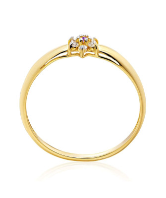 Engagement ring purple flower 14k