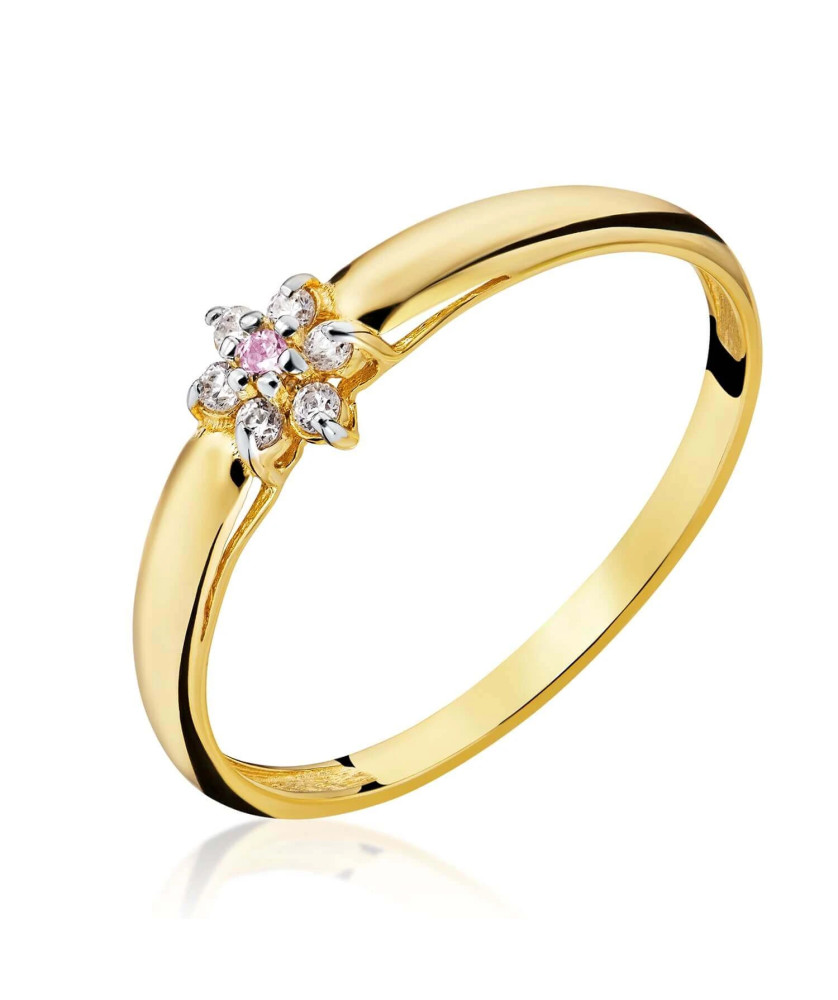Engagement ring pink flower 14k