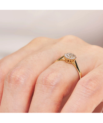 Engagement flower ring 14k zirconia