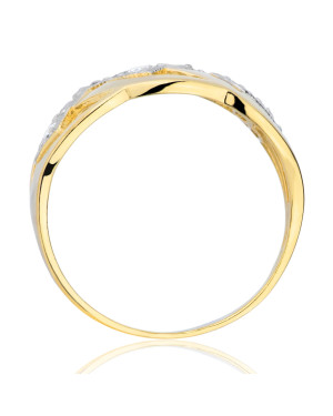 14k gold ring interwoven pattern stones