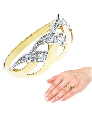 14k gold ring interwoven pattern stones