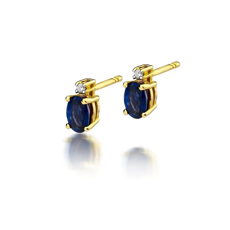 585 gold earrings with sapphire and diamonds 1.40 ct | GoldJewellery