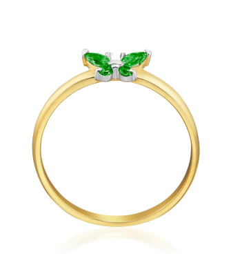 Pierścionek z motylem 8k zielony