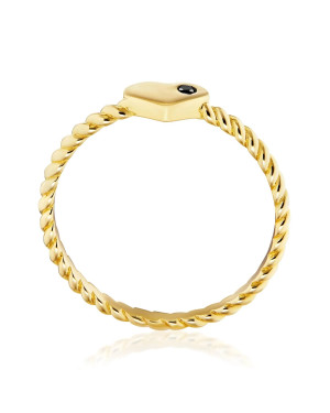 Gold heart ring with black stone