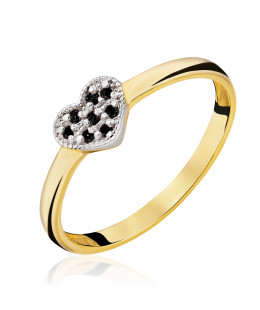 Black heart ring stones 8k
