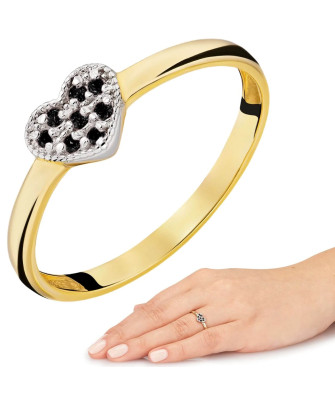 Black heart ring stones 8k