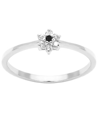 14k white gold ring with black stone