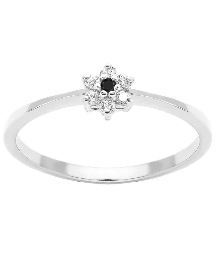 14k white gold ring with black stone