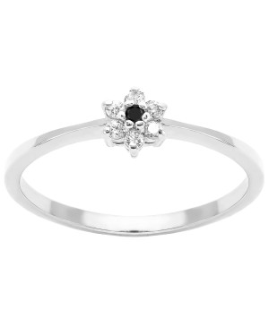 14k white gold ring with black stone