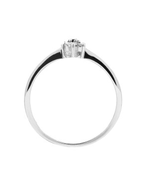 14k white gold ring with black stone
