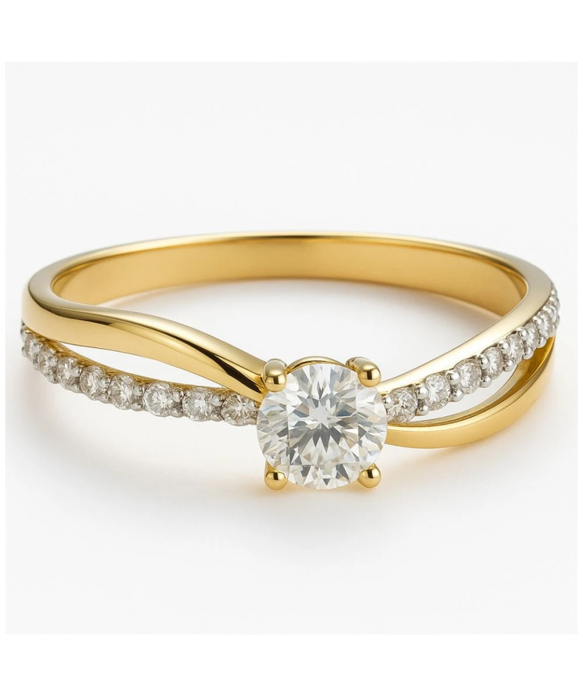 14k engagement ring intertwined pattern cubic zirconia