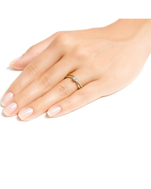 14k engagement ring intertwined pattern cubic zirconia