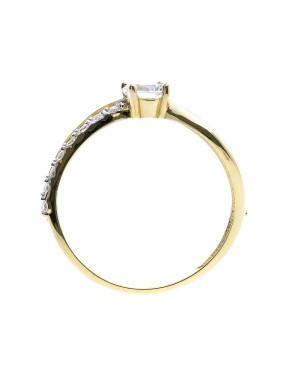 14k engagement ring intertwined pattern cubic zirconia