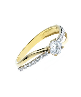 14k engagement ring intertwined pattern cubic zirconia