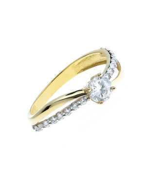 14k engagement ring intertwined pattern cubic zirconia