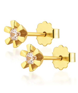 Delicate gold earrings with cubic zirconia 8k