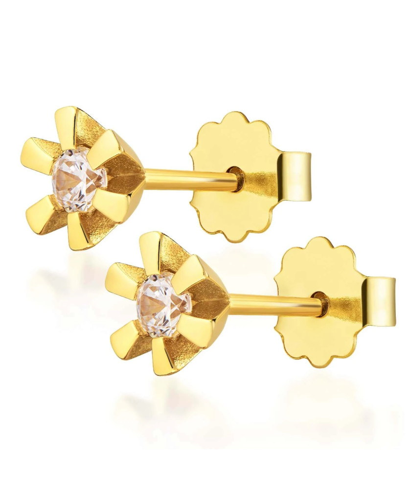 Delicate gold earrings with cubic zirconia 8k