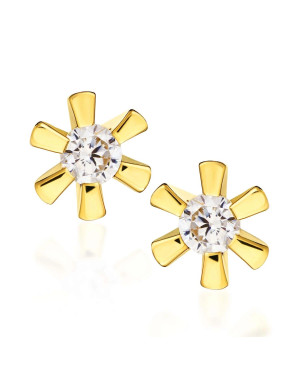 Delicate gold earrings with cubic zirconia 8k