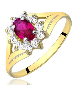Engagement ring with a red stone 14k