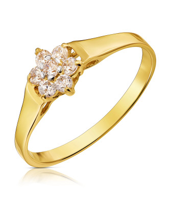 14k gold ring white flower classic