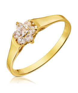 14k gold ring white flower classic