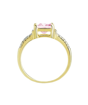 Large square pink stone engagement ring