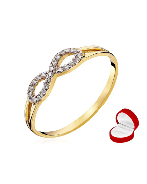 Gold infinity ring 14k white stones