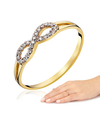 Gold infinity ring 14k white stones