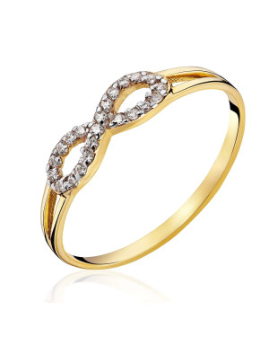 Gold infinity ring 14k white stones