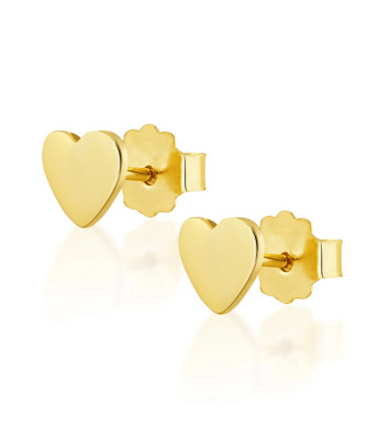 14K Gold Heart Stud Earrings