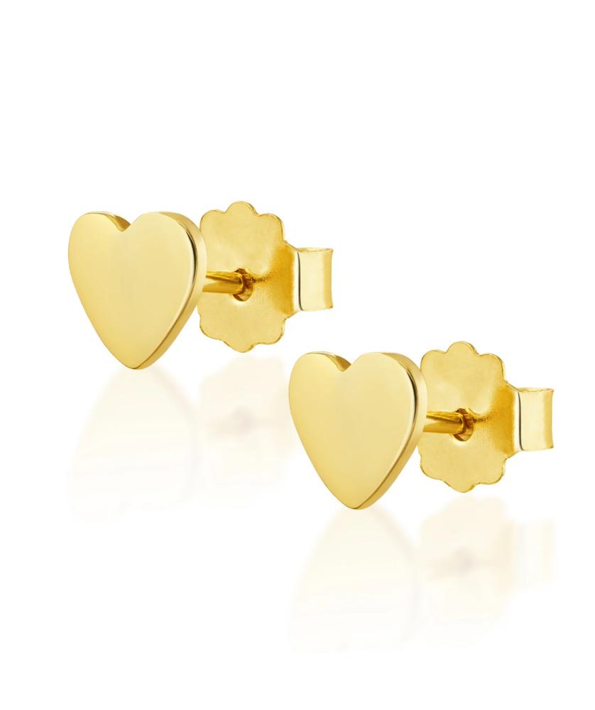 14K Gold Heart Stud Earrings