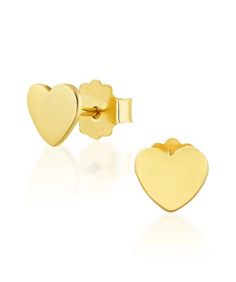 14K Gold Heart Stud Earrings