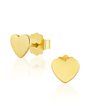 14K Gold Heart Stud Earrings
