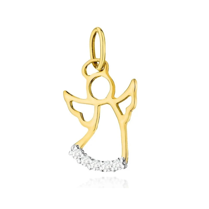 Gold Angel Pendant 585 with Diamonds 0.07ct | GoldJewellery