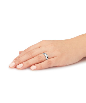 Wide silver ring with stones