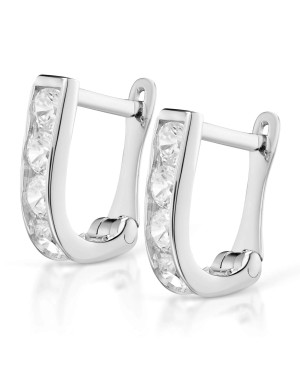 Sterling Silver Small Hoop Earrings with Zirconia