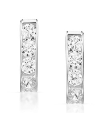 Sterling Silver Small Hoop Earrings with Zirconia