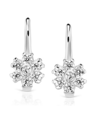 Sterling Silver Flower Earrings with Zirconia