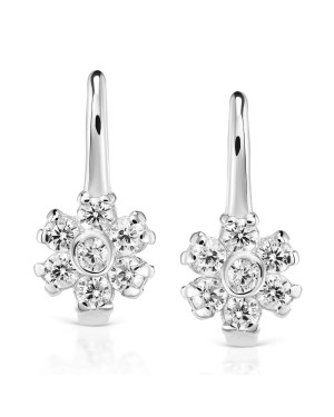 Sterling Silver Flower Earrings with Zirconia