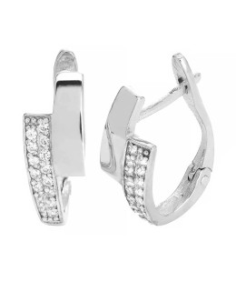Sterling Silver Geometric Earrings with Zirconia