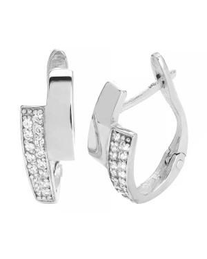 Sterling Silver Geometric Earrings with Zirconia